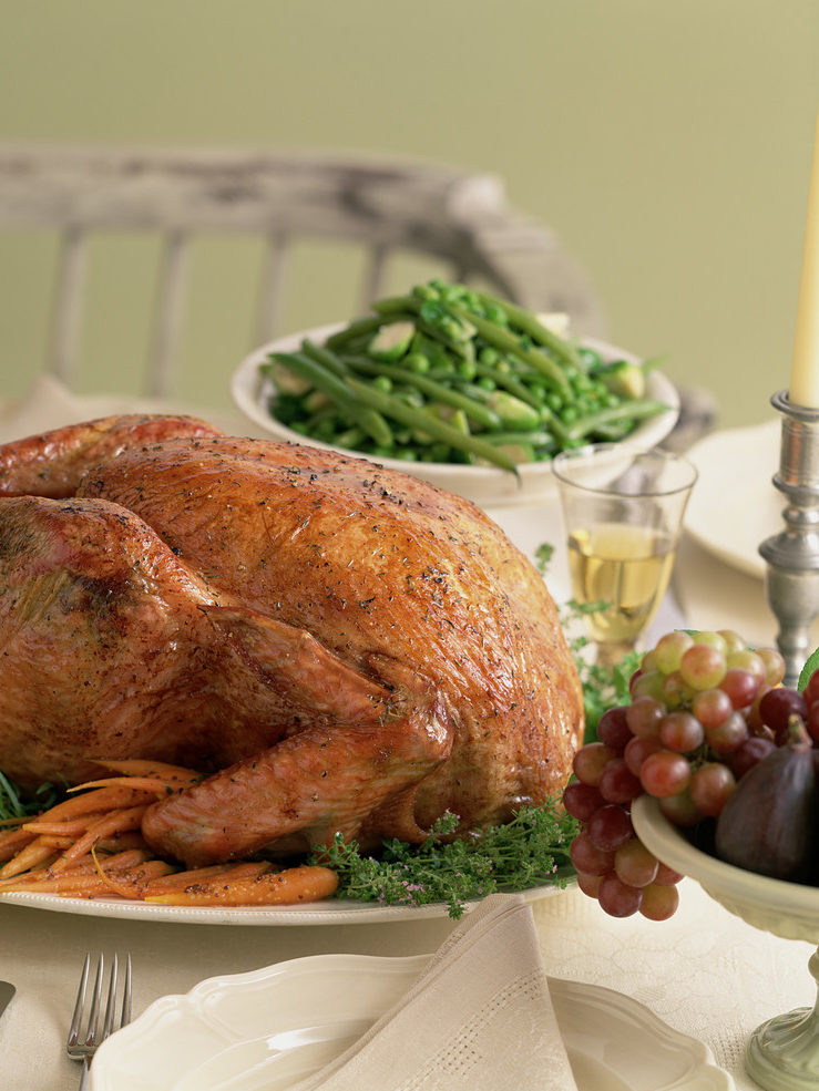turkey dinner on the table for thanksgiving
