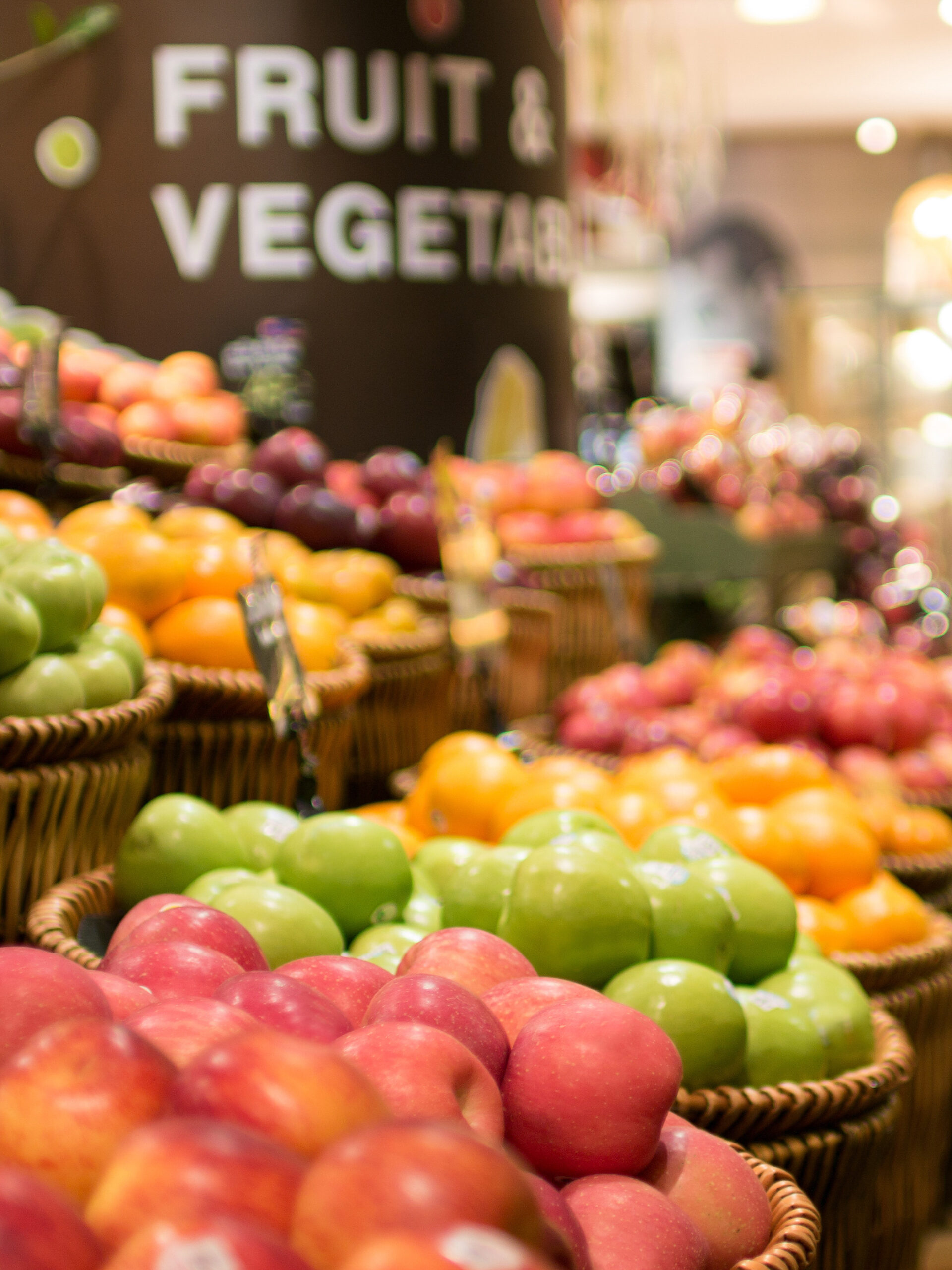 Produce department in grocery store